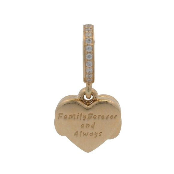 Pandora Solid 14kt Yellow Gold CZ and Enamel Infinity Heart Family Dangle Charm - Picture 2 of 10
